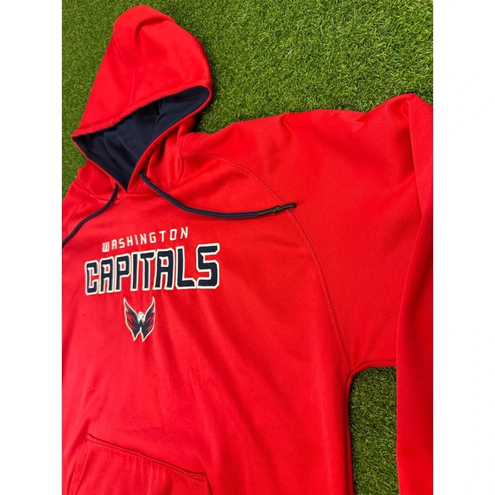 NHL Washington Capitals Hoodie Mens Large Red Performance Fleece Weagle Logo - Picture 4 of 7